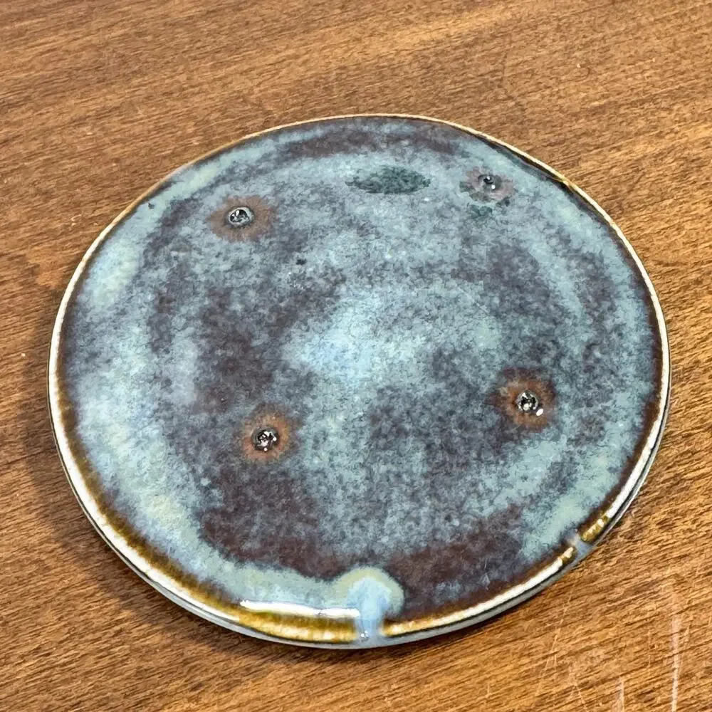 Studio Art Pottery Small Plate Butter Pat Spoon Teabag Rest 3